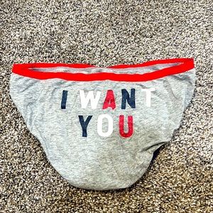 “I WANT YOU” gray Vs/pink panties